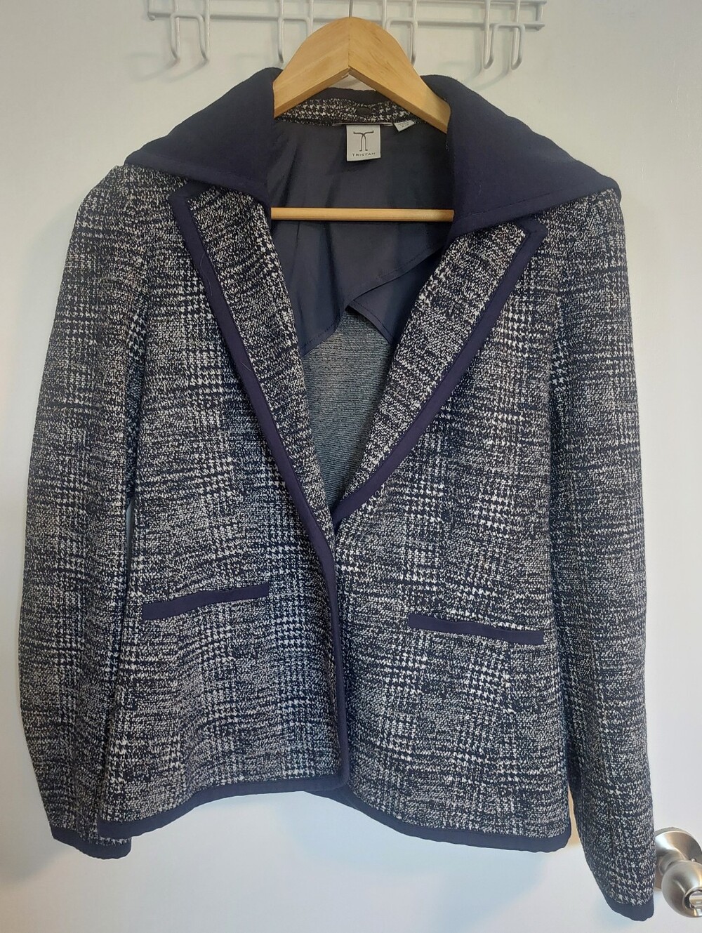 Tristan Navy and White Tweed Blazer Jacket